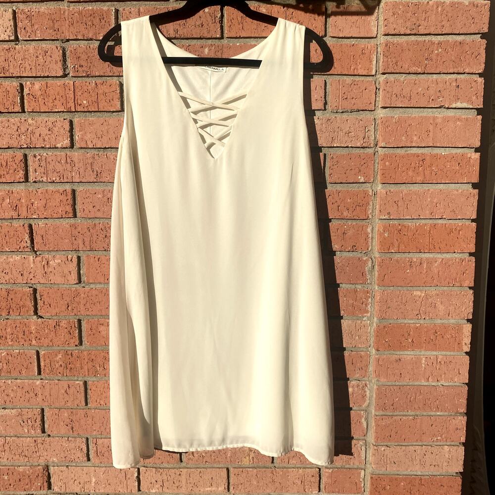 White shift dress